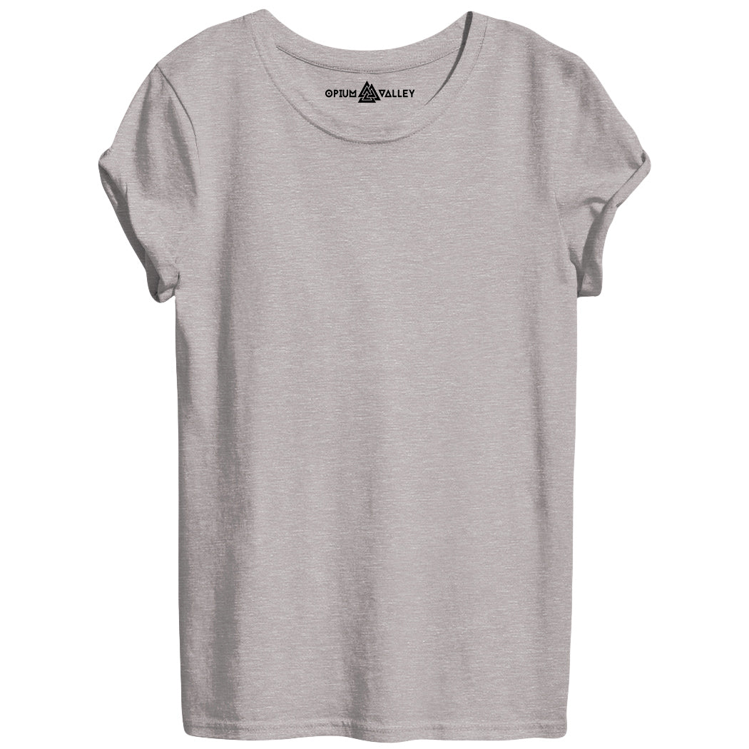 Gray Melange - Round Neck T-Shirt For Women - Opium Valley