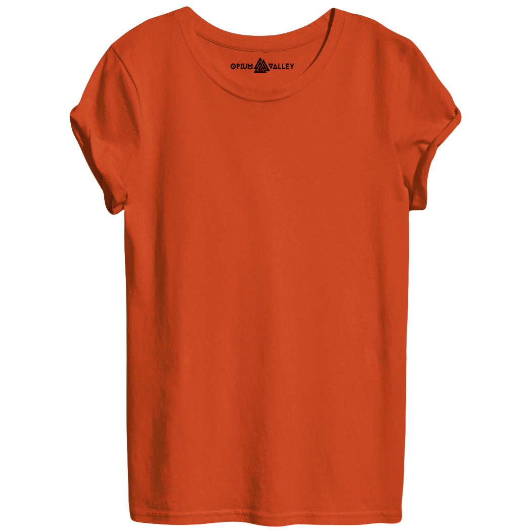 Orange - Round Neck T-Shirt For Women - Opium Valley