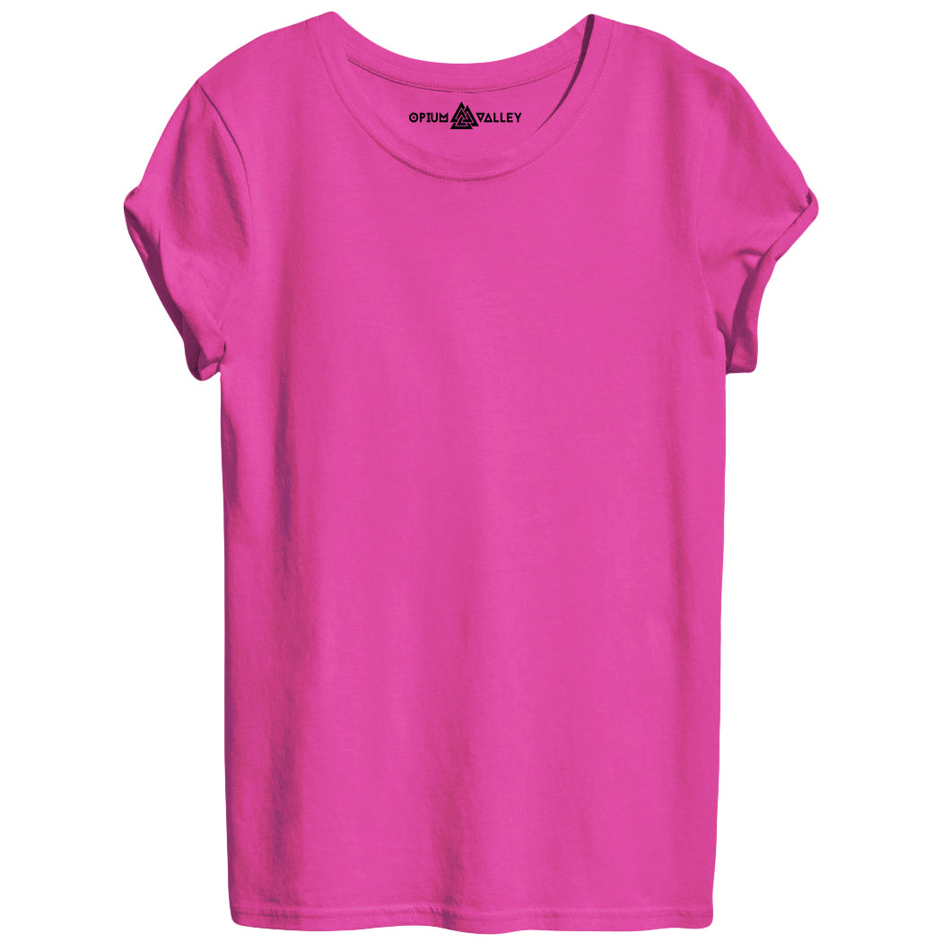 Pink - Round Neck T-Shirt For Women - Opium Valley