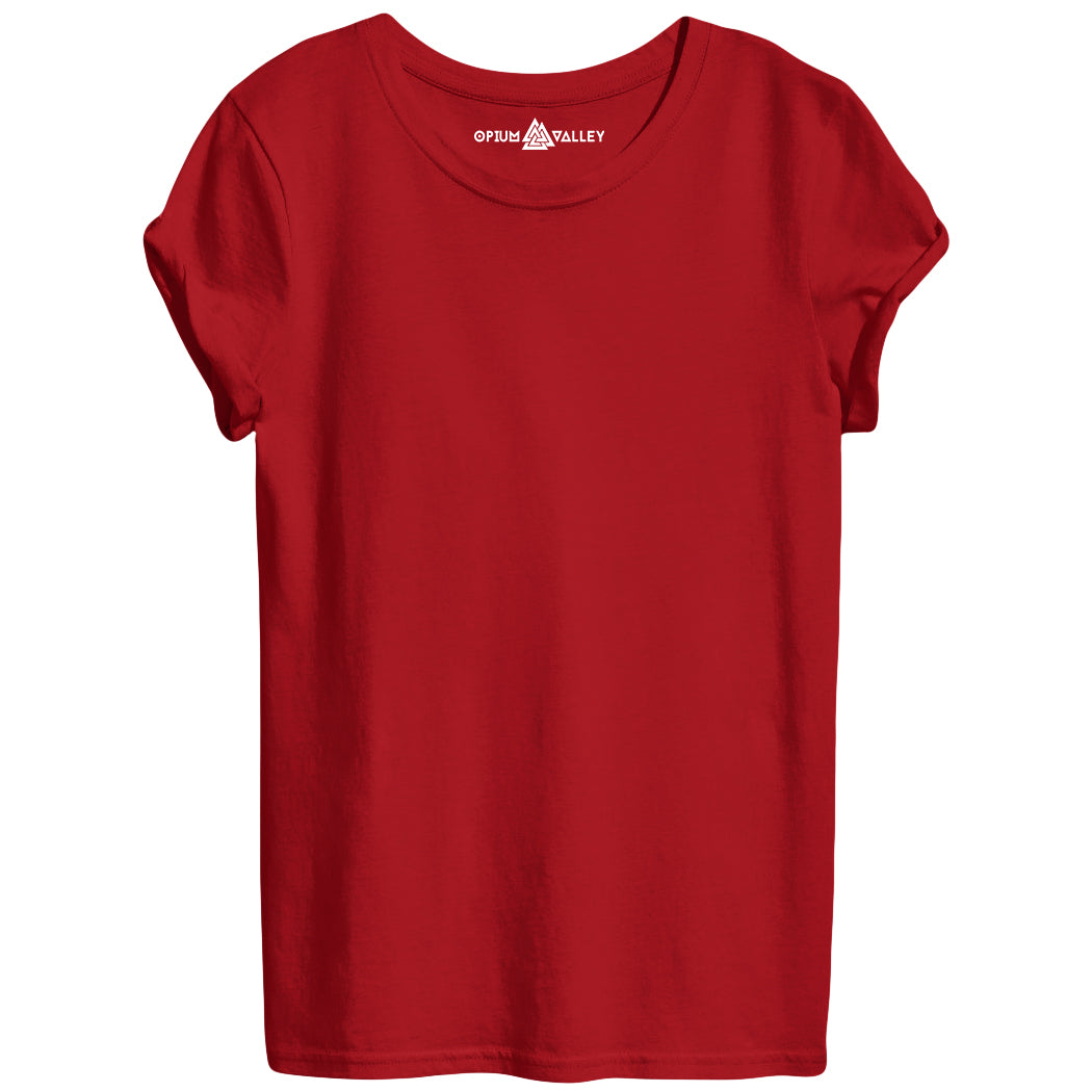 Red - Round Neck T-Shirt For Women - Opium Valley