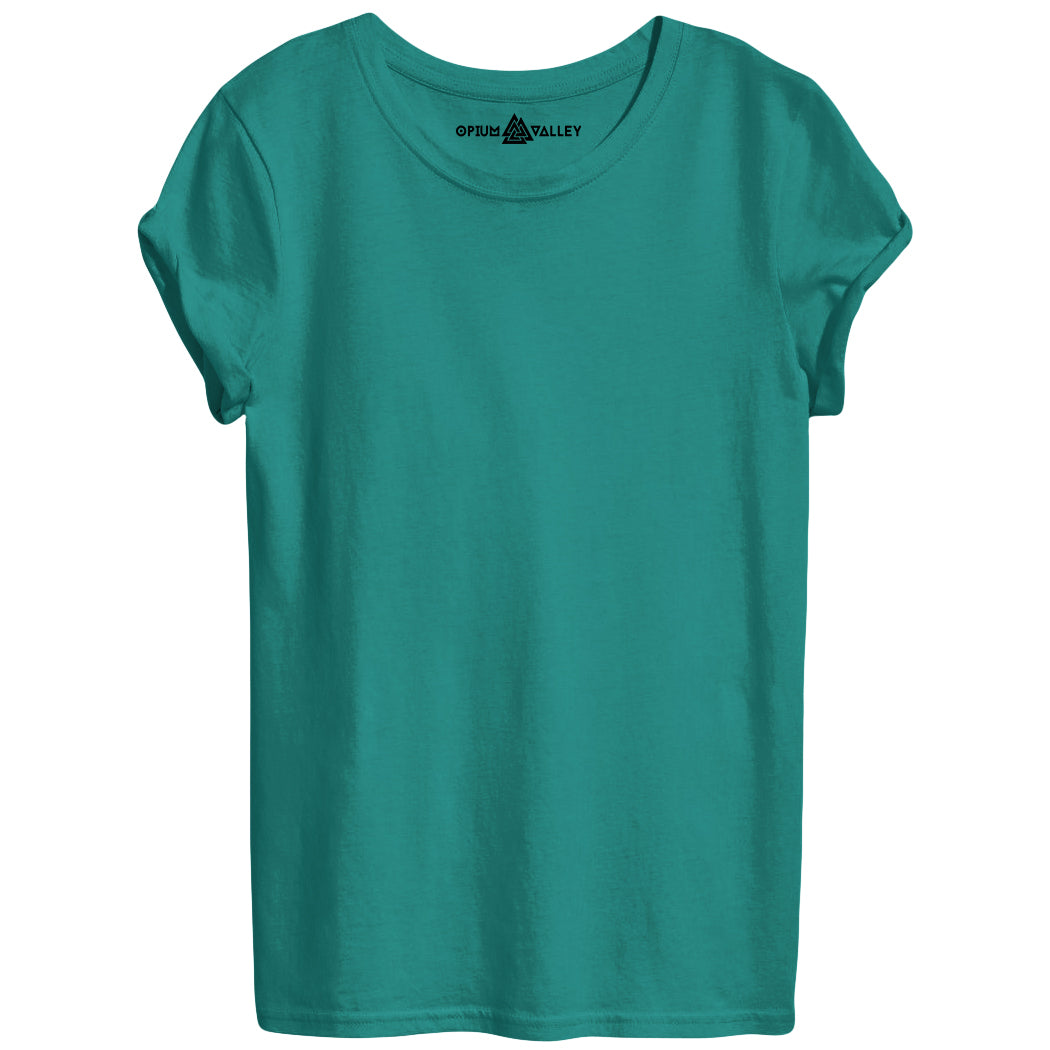 Sea Green - Round Neck T-Shirt For Women - Opium Valley