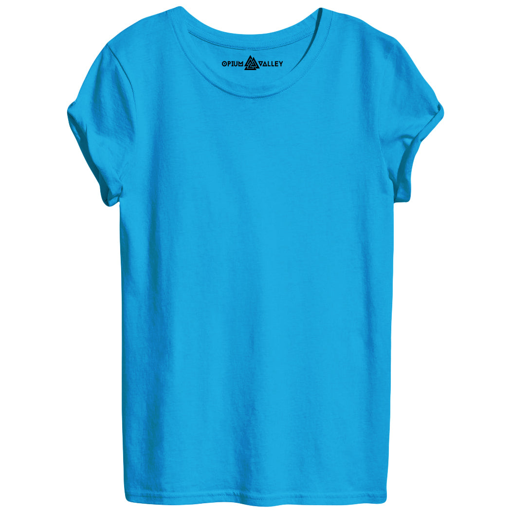 Turquoise Blue - Round Neck T-Shirt For Women - Opium Valley