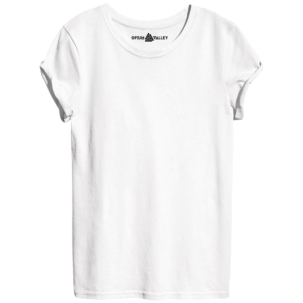 White - Round Neck T-Shirt For Women - Opium Valley