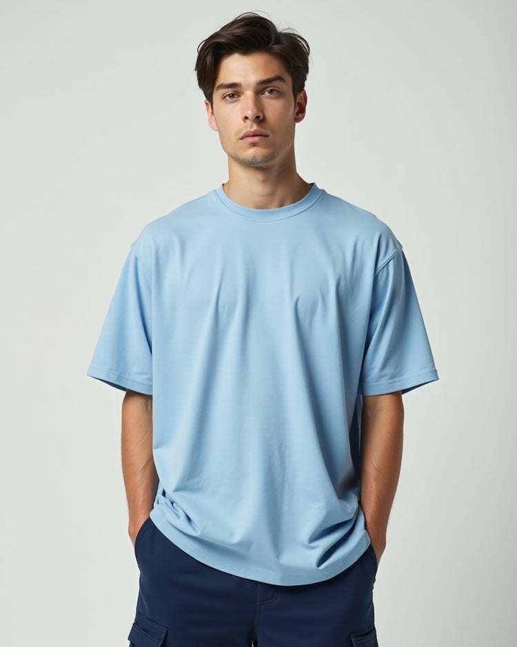 Baby Blue Oversized T-Shirt - Women's Pastel Style