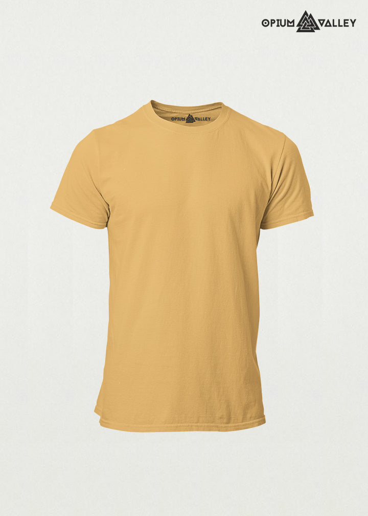 Beige Supima cotton T-shirt for men – ultra-soft, breathable, premium quality, made in India by Opium Valley