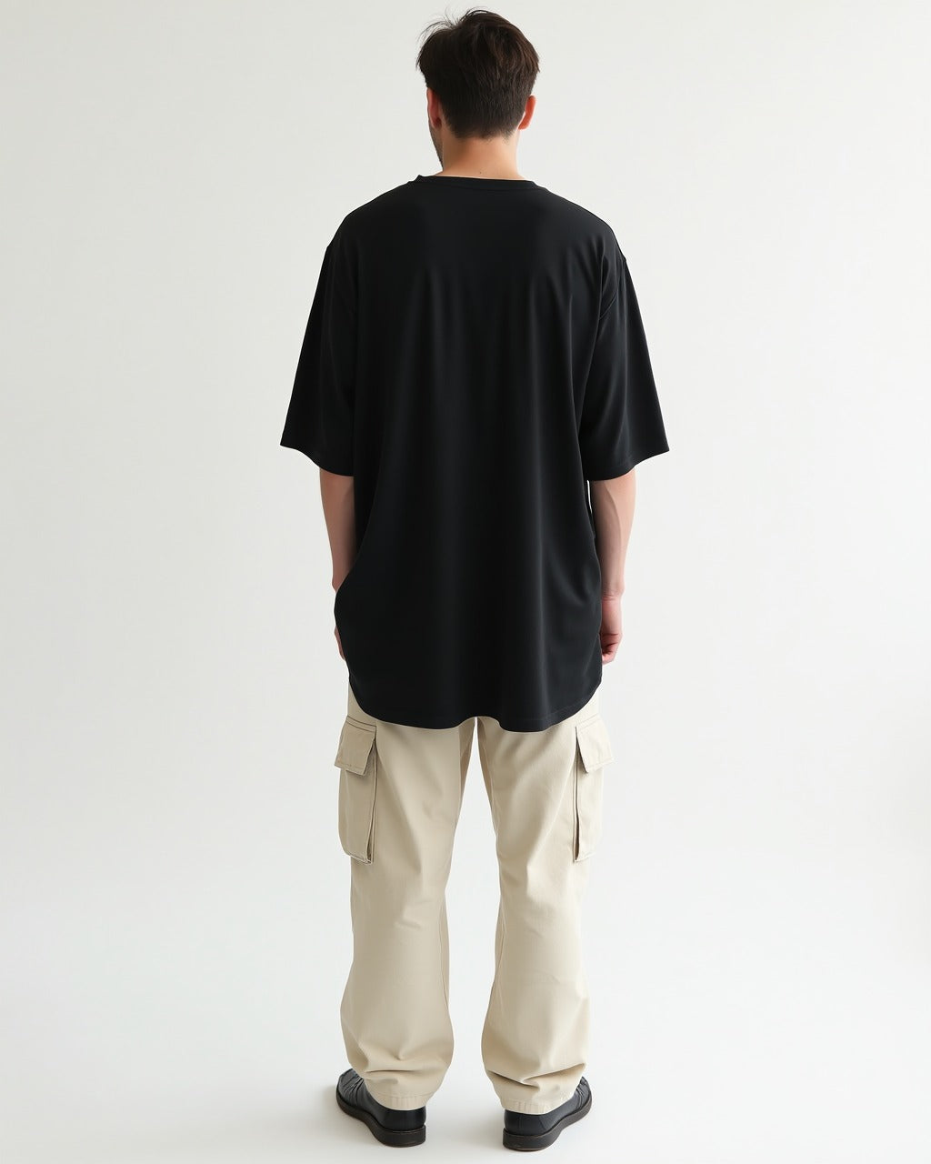 Model wearing Black Classic Oversized T-Shirt from Opium Valley - relaxed fit and casual style