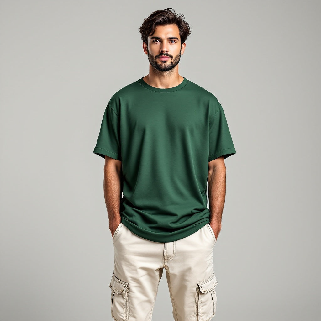 Opium Valley Bottle Green Oversized T-Shirt - Front View