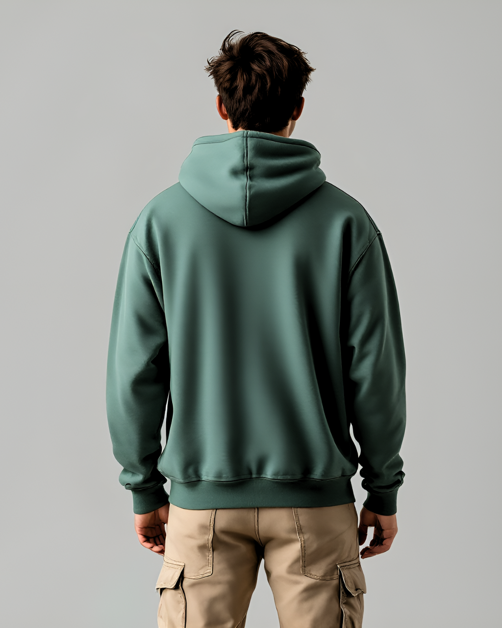 Versatile bottle green oversized hoodie for men and women, featuring a high neck and durable 400 GSM heavyweight fabric, perfect for streetwear