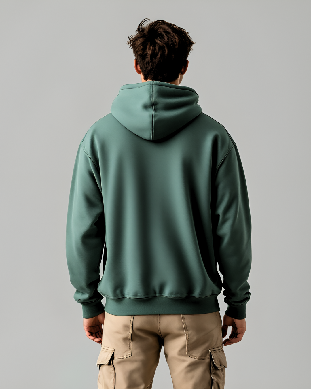 Versatile bottle green oversized hoodie for men and women, featuring a high neck and durable 400 GSM heavyweight fabric, perfect for streetwear