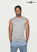 Grey Melange Sleeveless Gym Vest Plain T-shirt for Men – Premium Workout Tank Top at Opiumvalley Activewear