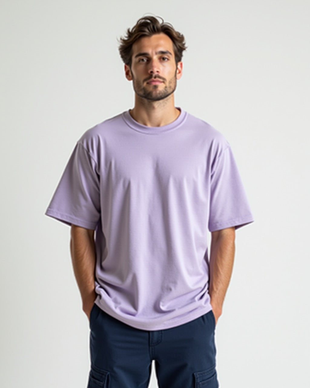 Elevate your wardrobe with this 240GSM lavender oversize T-shirt. Soft, durable, and stylish for everyday wear.