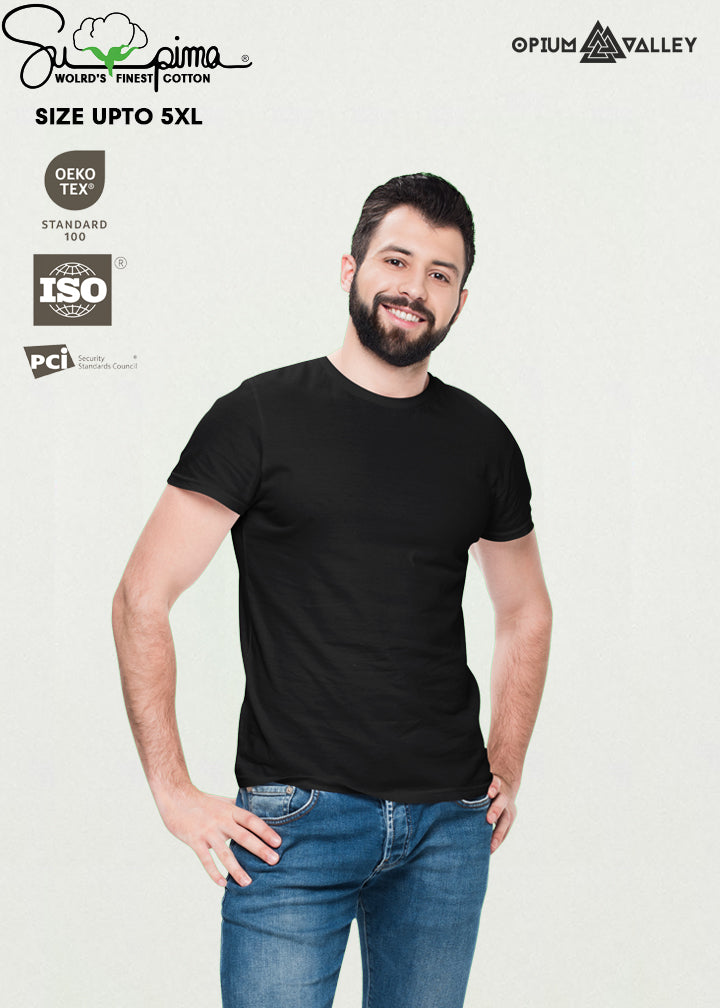 Luxurious black Supima cotton men’s T-shirt – premium quality, perfect fit, fade-resistant and ultra-soft feel