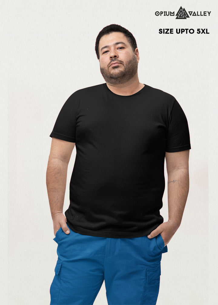 Men’s black Supima cotton T-shirt upto 5xl size  – luxury streetwear, premium quality, breathable and durable by Opium Valley