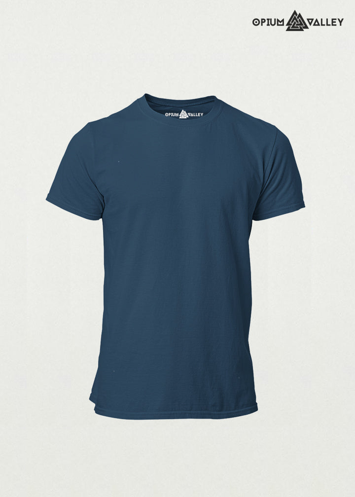Navy blue Supima cotton T-shirt for men – premium quality, ultra-soft, breathable fabric, made in India by Opium Valley