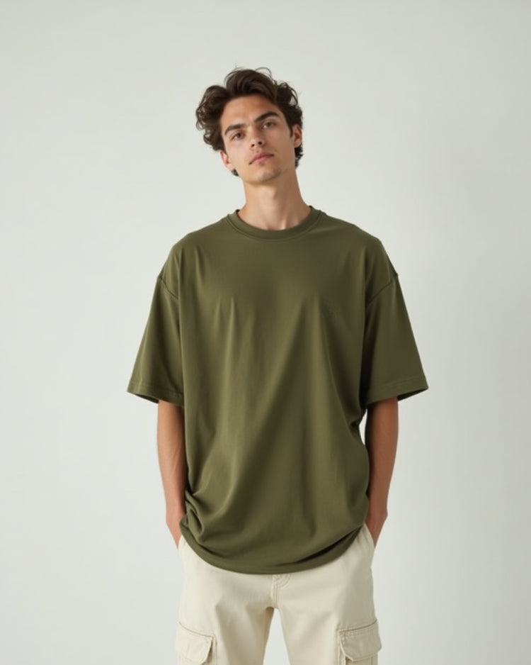 Men's Olive Green Classic Tee - Relaxed Fit