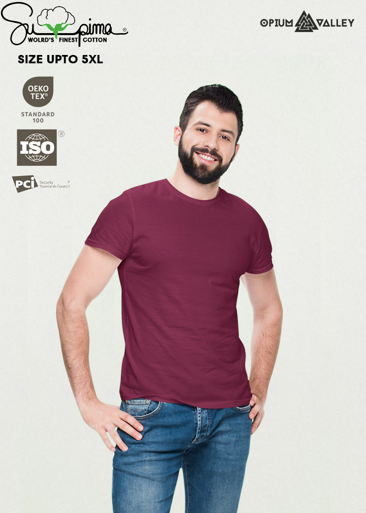 Opium Valley maroon Supima cotton T-shirt – luxury men’s streetwear, ultra-soft feel, high quality and timeless design