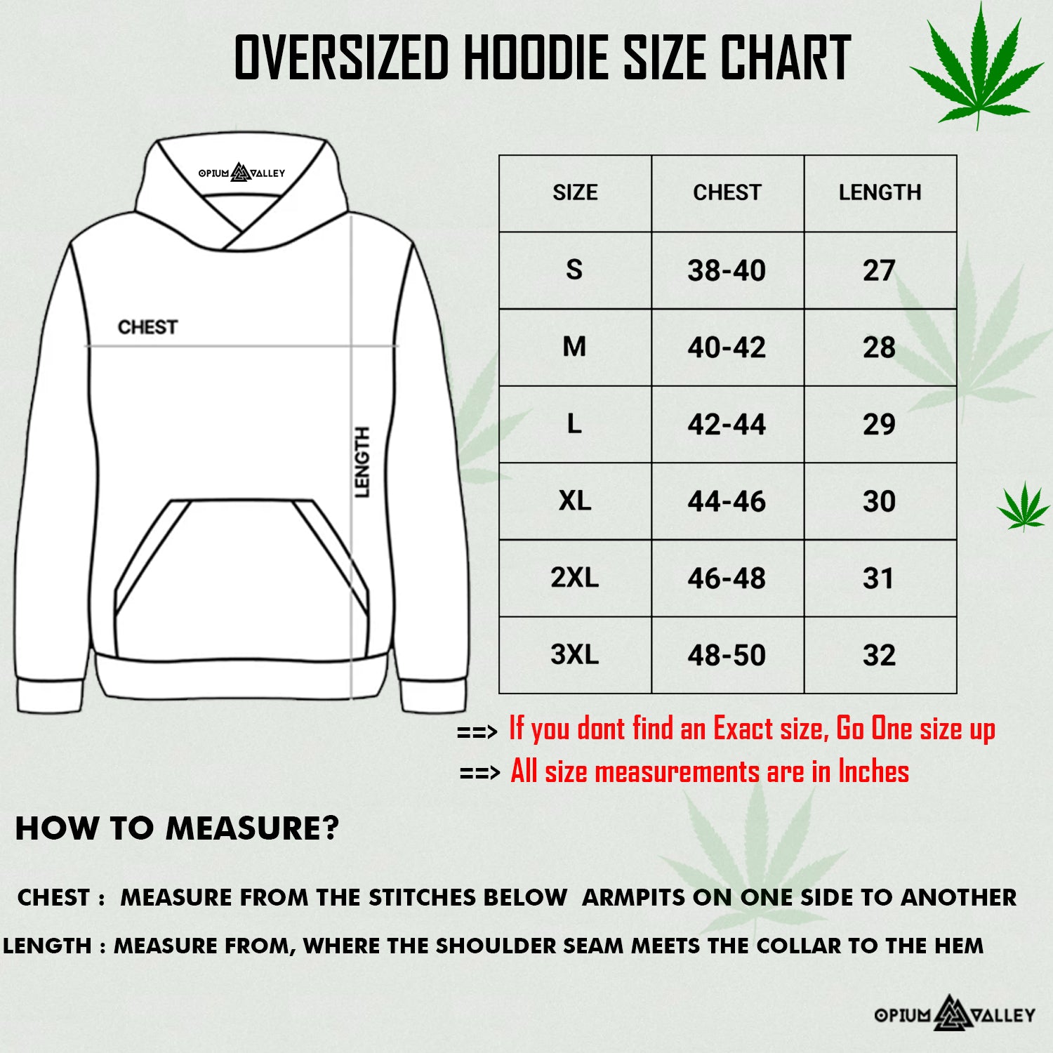 Opiumvalley Oversized Hoodie Size Chart - Find Your Perfect Fit