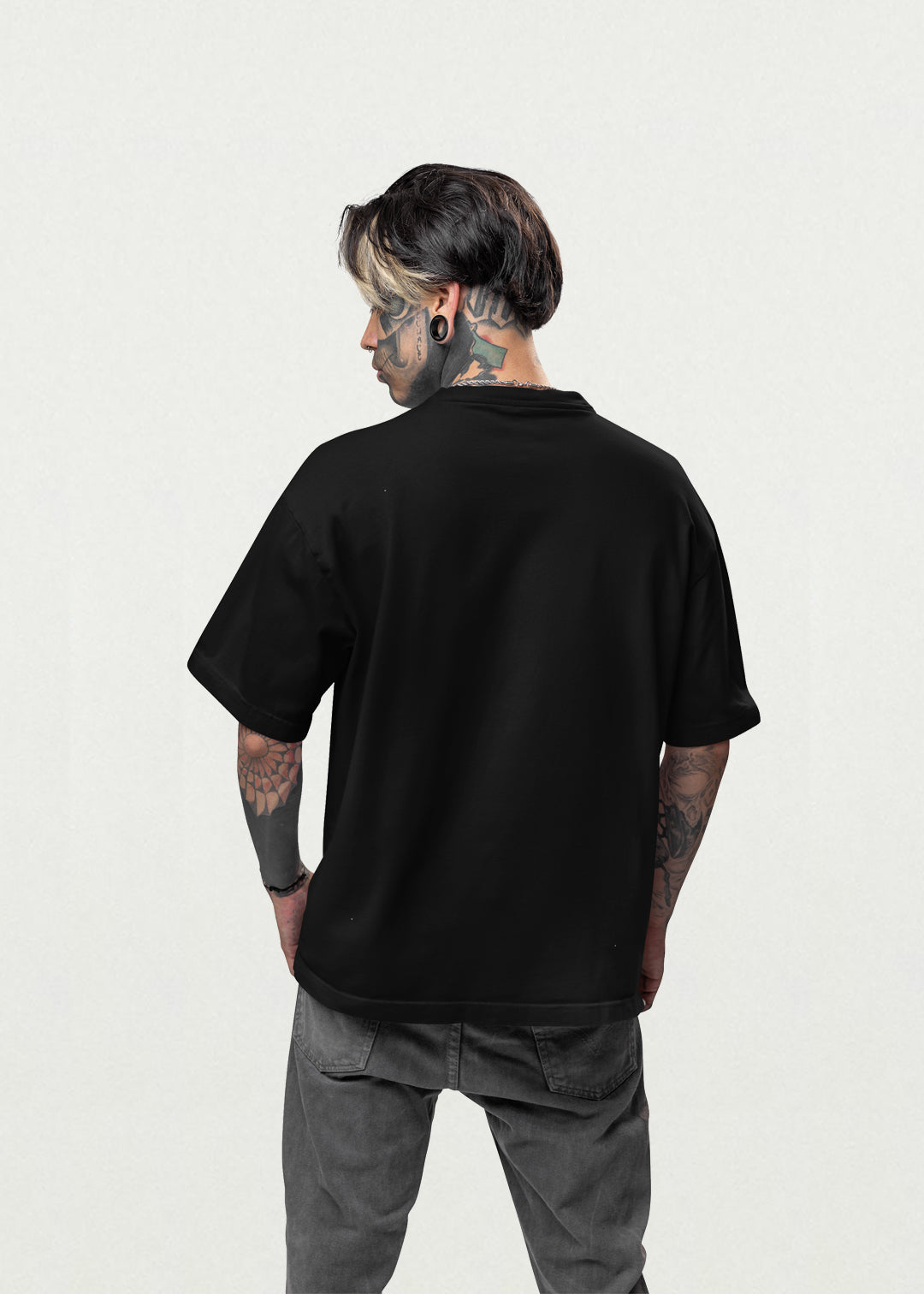 Oversized black psychedelic skull t-shirt 