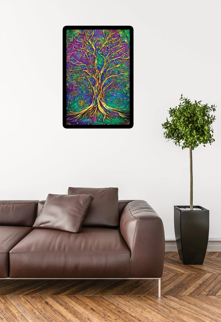 Psychedelic Tribal Tree Painting Poster