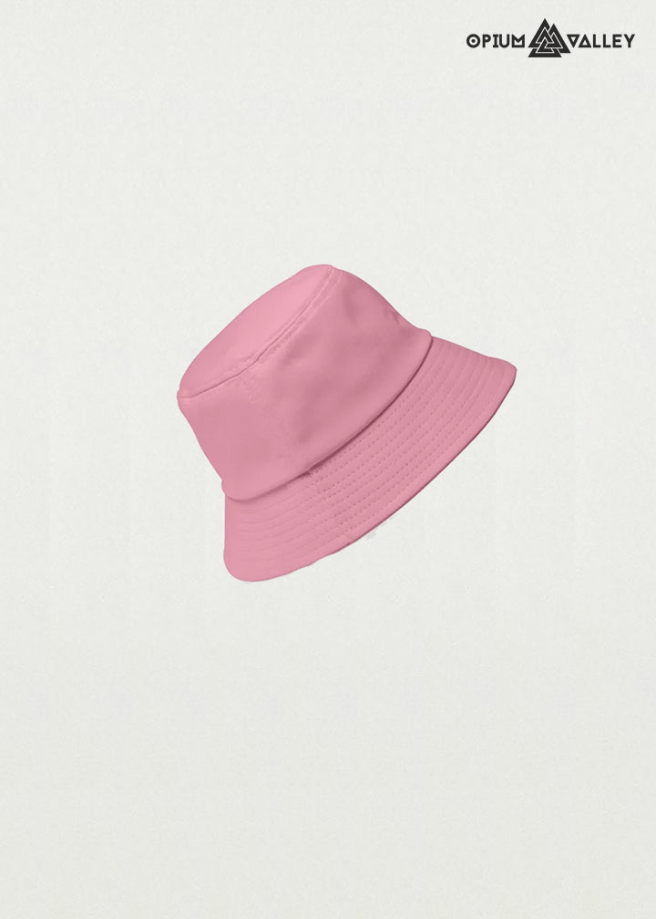Pink Plain bucket hat with breathable fabric and minimal streetwear design – unisex summer headwear by Opiumvalley.
