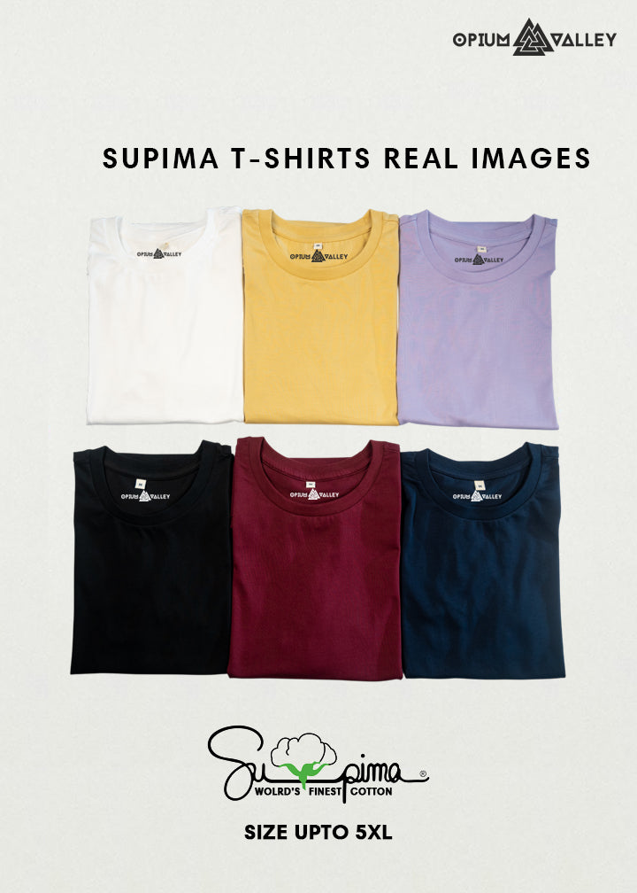 Premium Supima cotton T-shirts for men available at Opiumvalley.in – ultra-soft, durable, luxury casual wear made from authentic Supima cotton in India