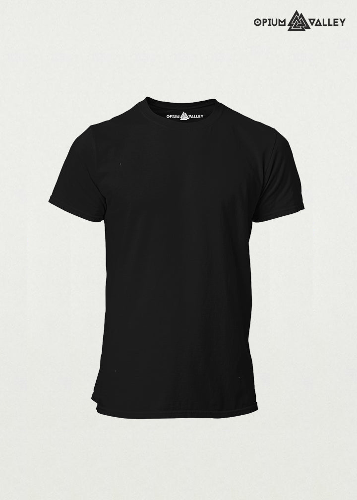 Premium black Supima cotton T-shirt for men – ultra-soft, breathable, high-quality fabric made in India by Opium Valley
