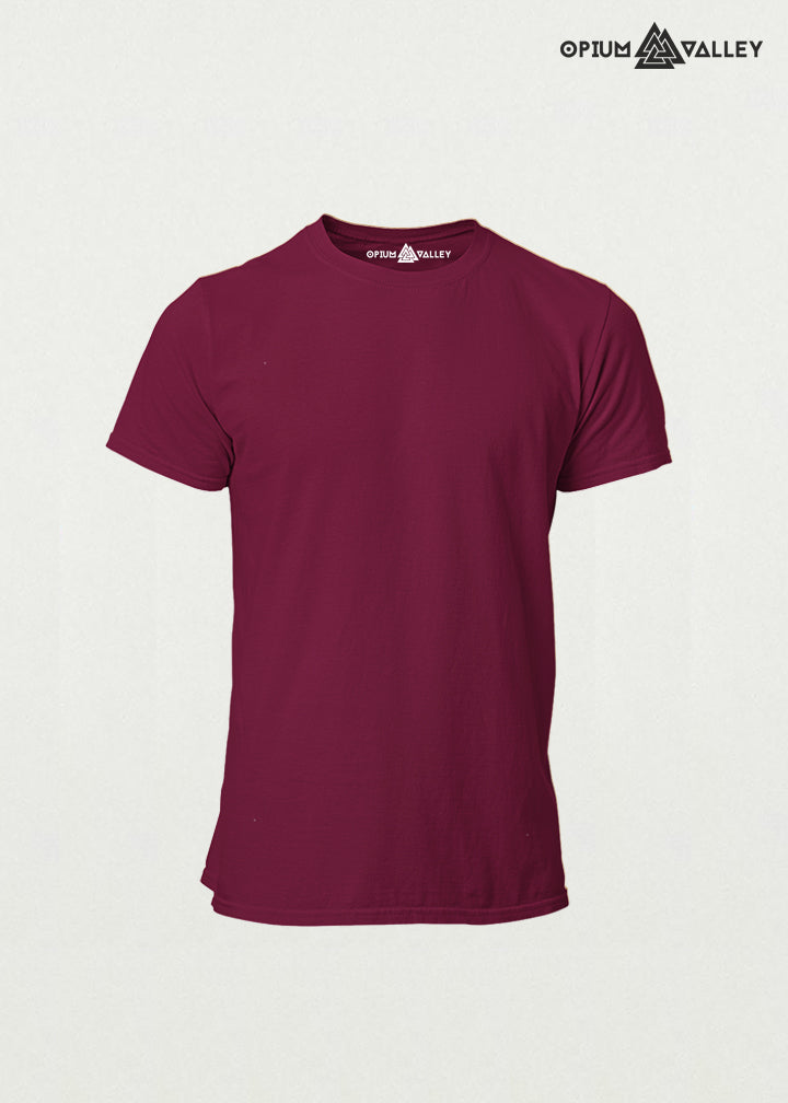 Premium maroon Supima cotton T-shirt for men – ultra-soft, luxurious feel, breathable and made in India by Opium Valley