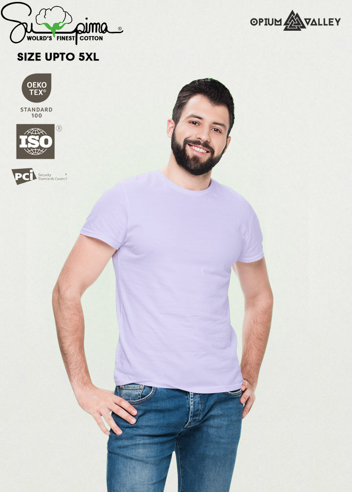 Premium lavender Supima cotton T-shirt for men – ultra-soft, breathable, and made in India by Opium Valley india