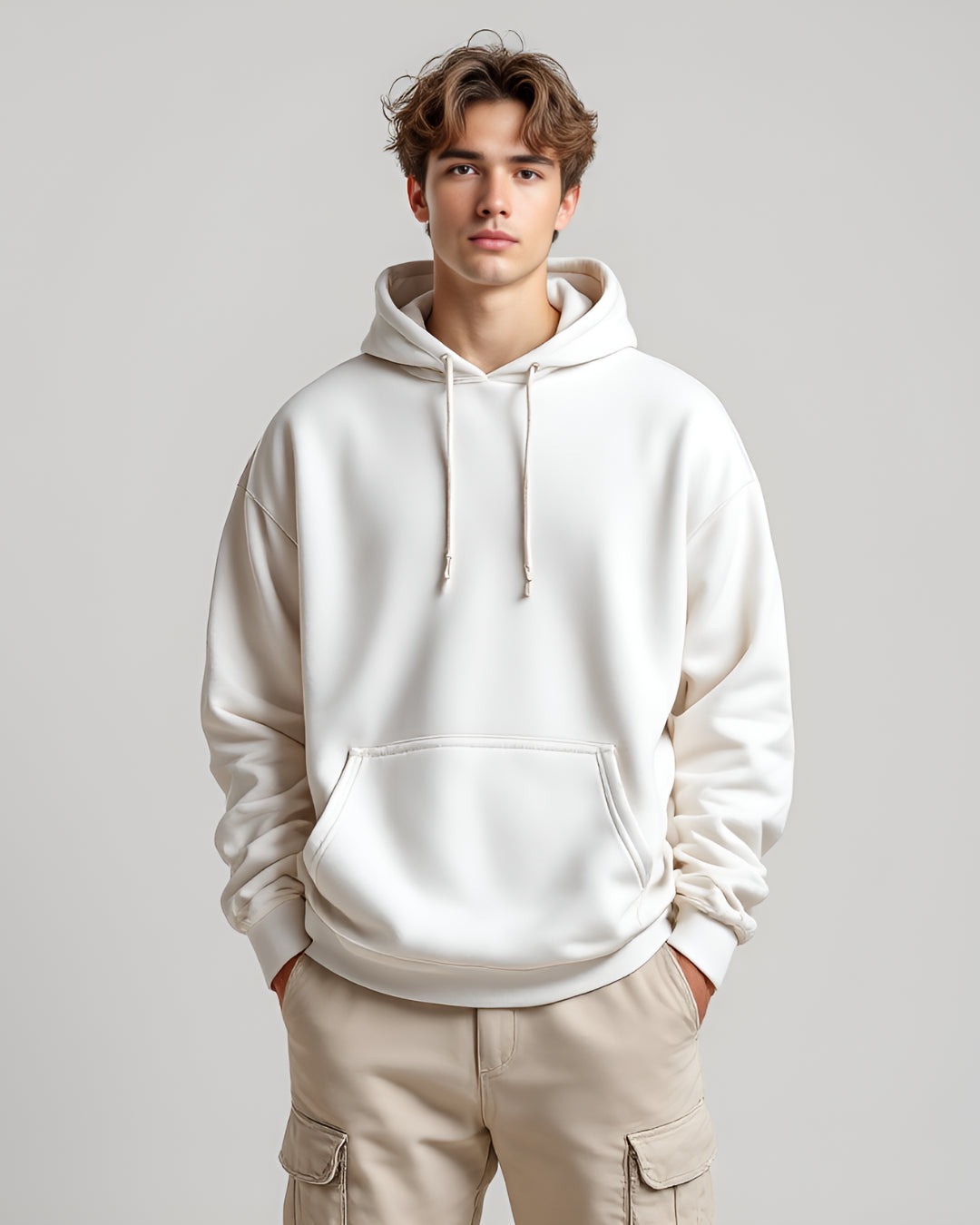 Black oversized hoodie with high neck and full sleeves,