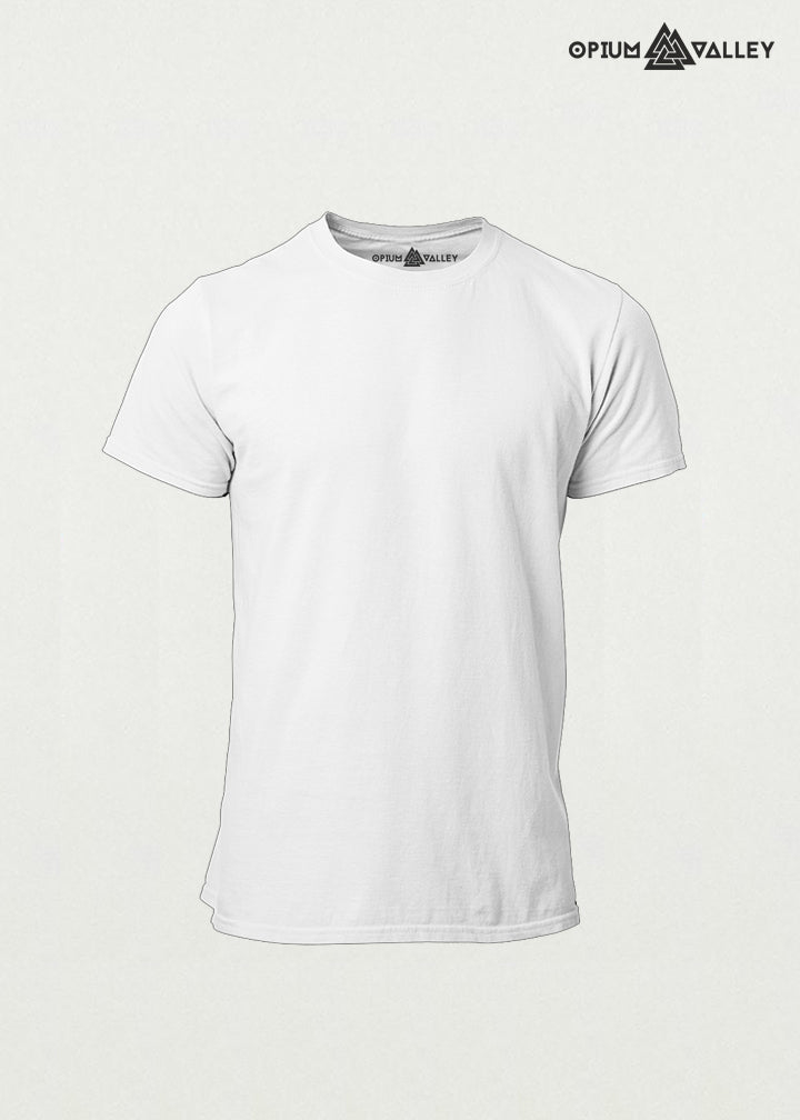 White Supima cotton T-shirt for men – ultra-soft, breathable, premium quality, made in India by Opium Valley