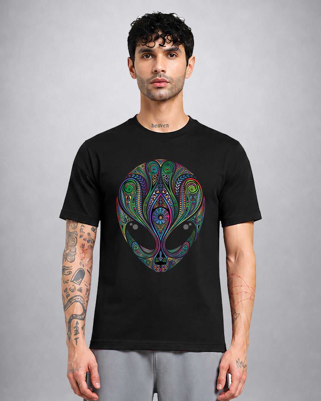 Alien Head Trippy psychedelic T-shirt regular fit by Opium Valley