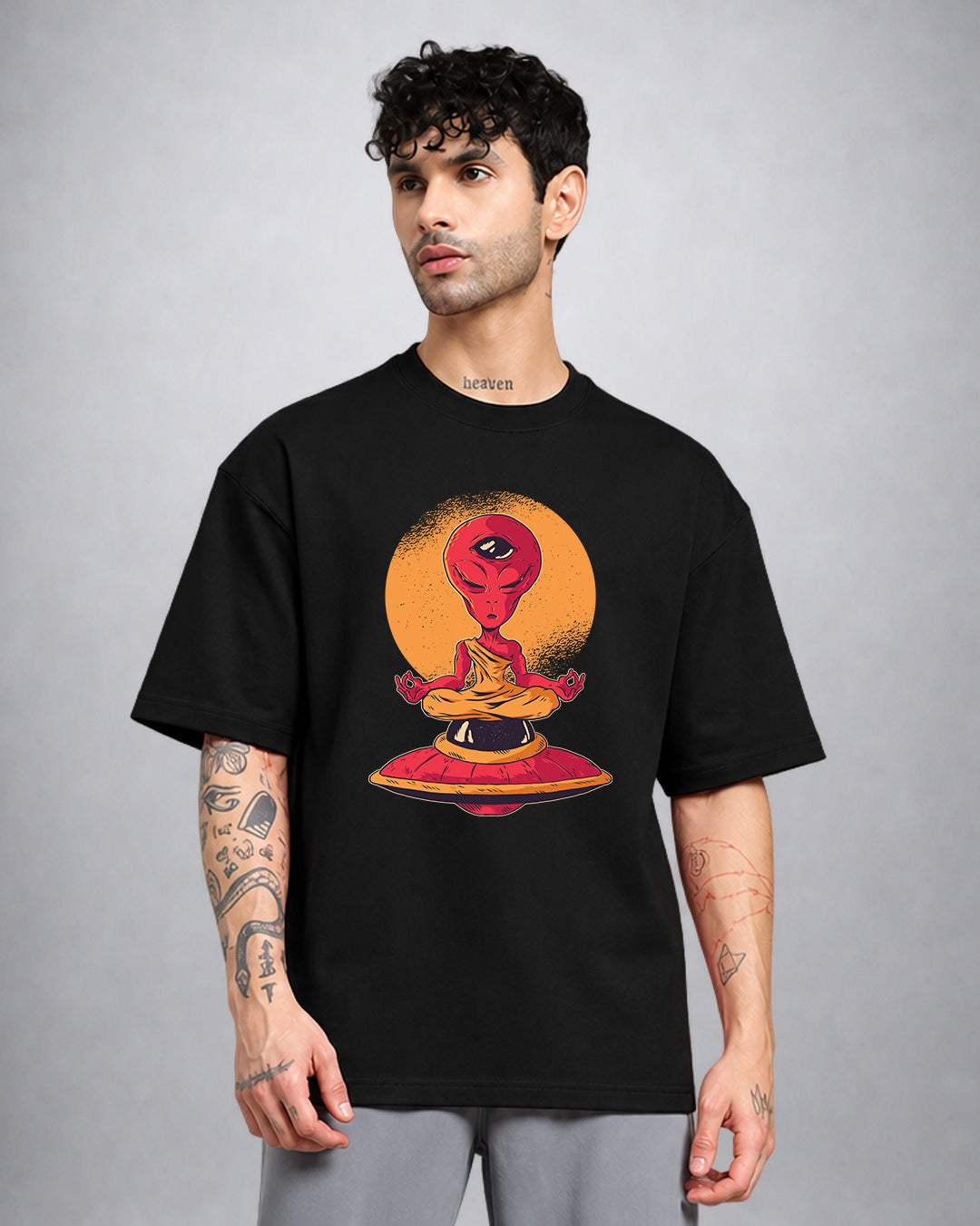Alien Meditation psychedelic trippy T-shirt oversized fit by Opium Valley
