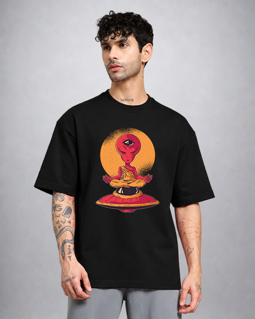 Alien Meditation psychedelic trippy T-shirt oversized fit by Opium Valley