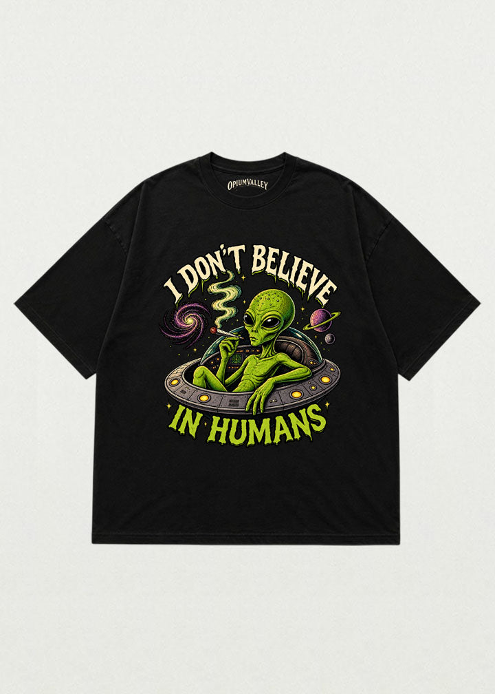 Alien psychedelic oversized t-shirt with trippy space artwork by Opium Valley