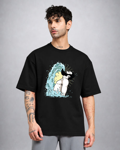 Beard Splash psychedelic T-shirt in oversized fit with trippy third-eye graphic by Opium Valley