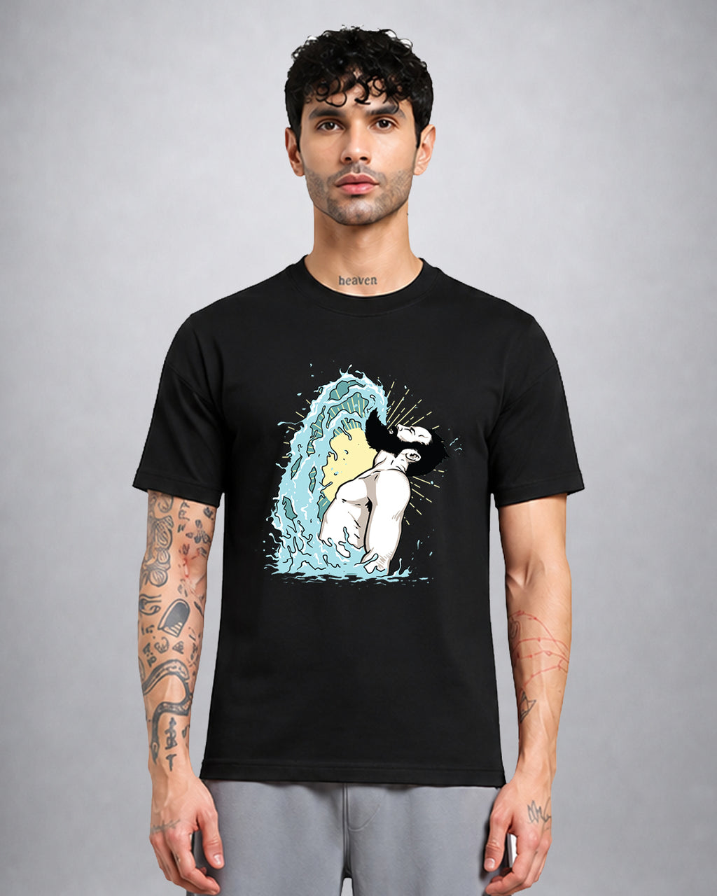Beard Splash psychedelic T-shirt in regular fit with trippy third-eye graphic by Opium Valley