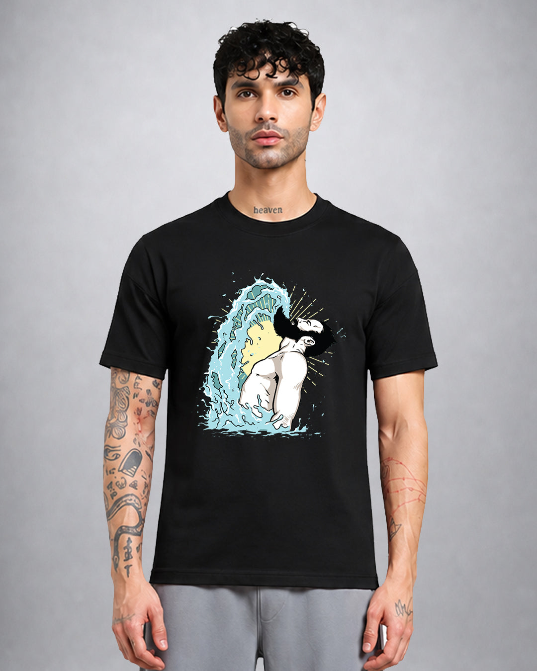 Beard Splash psychedelic T-shirt in regular fit with trippy third-eye graphic by Opium Valley