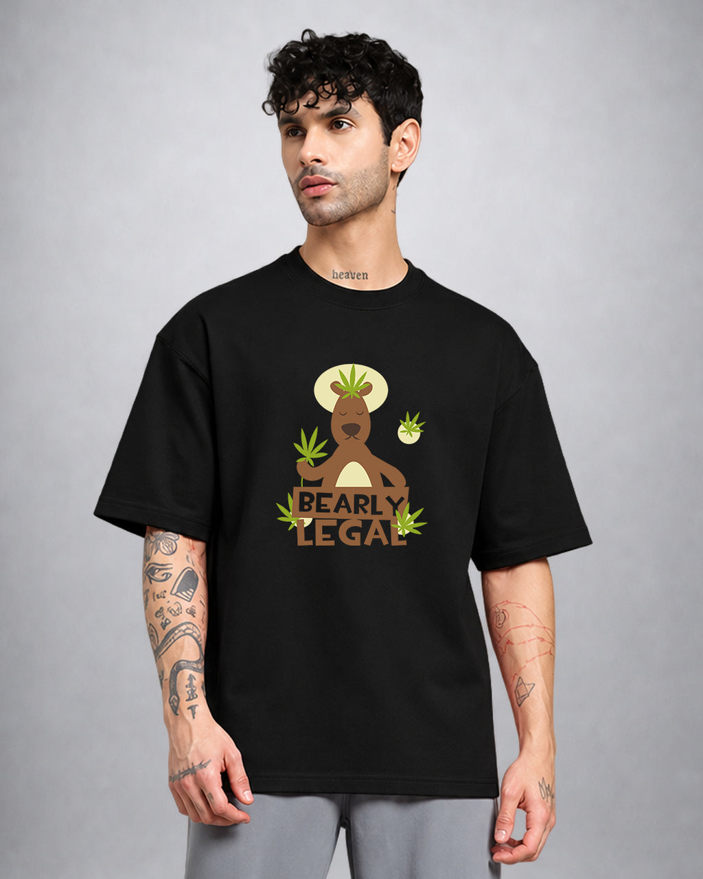 Bearly Legal psychedelic T-shirt oversized fit with trippy bear graphic by Opium Valley