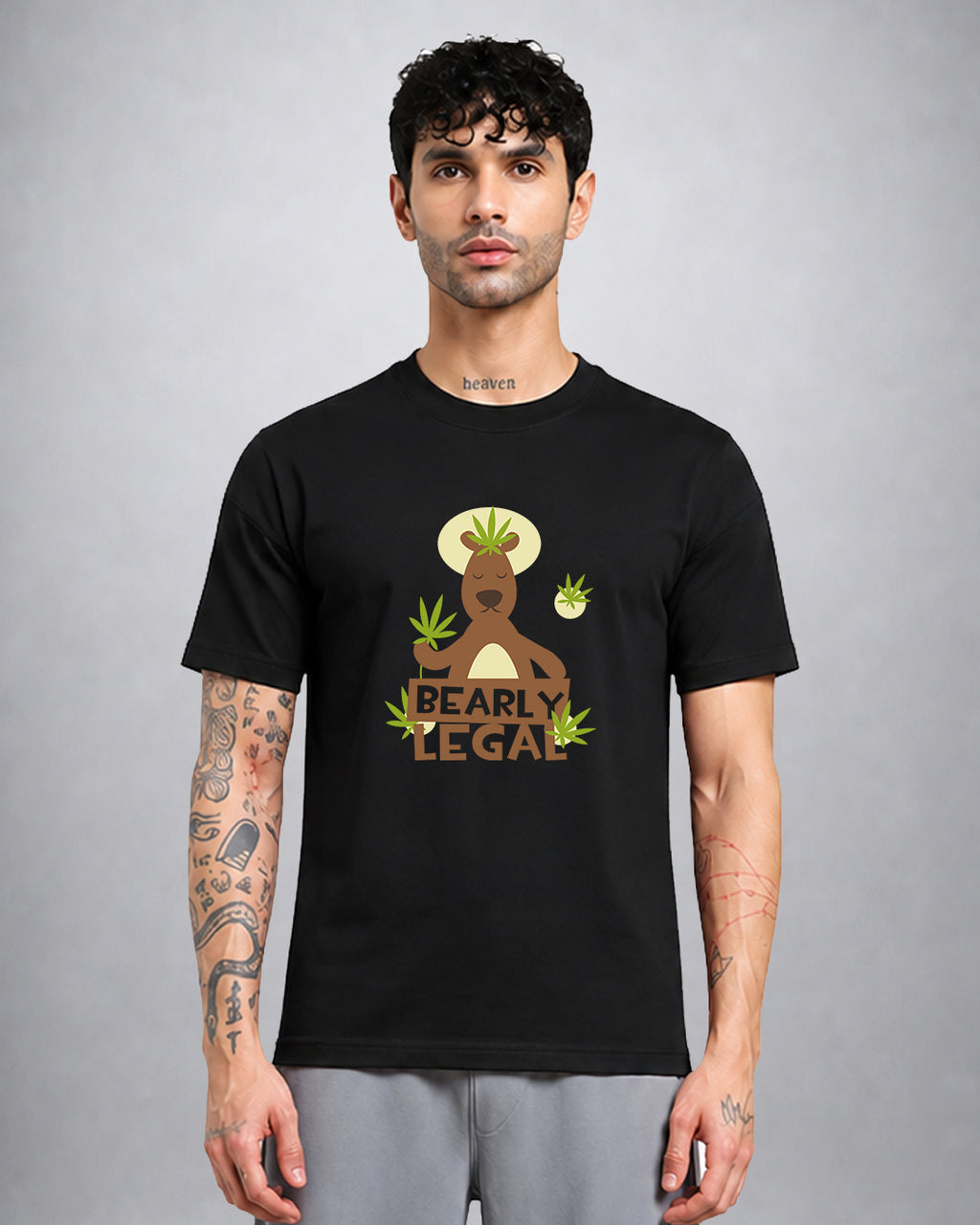 Bearly Legal psychedelic T-shirt regular fit with trippy bear graphic by Opium Valley