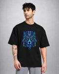 BlueWolf psychedelic T-shirt oversized fit with trippy wolf graphic by Opium Valley