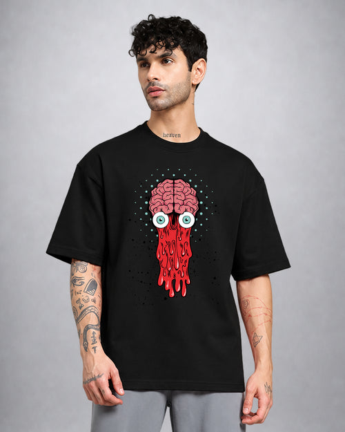Brain Bad psychedelic T-shirt oversized fit with surreal trippy graphic by Opium Valley