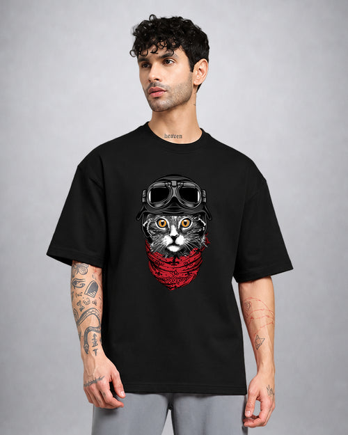 Cat in the Hat psychedelic T-shirt oversized fit with surreal trippy graphic by Opium Valley
