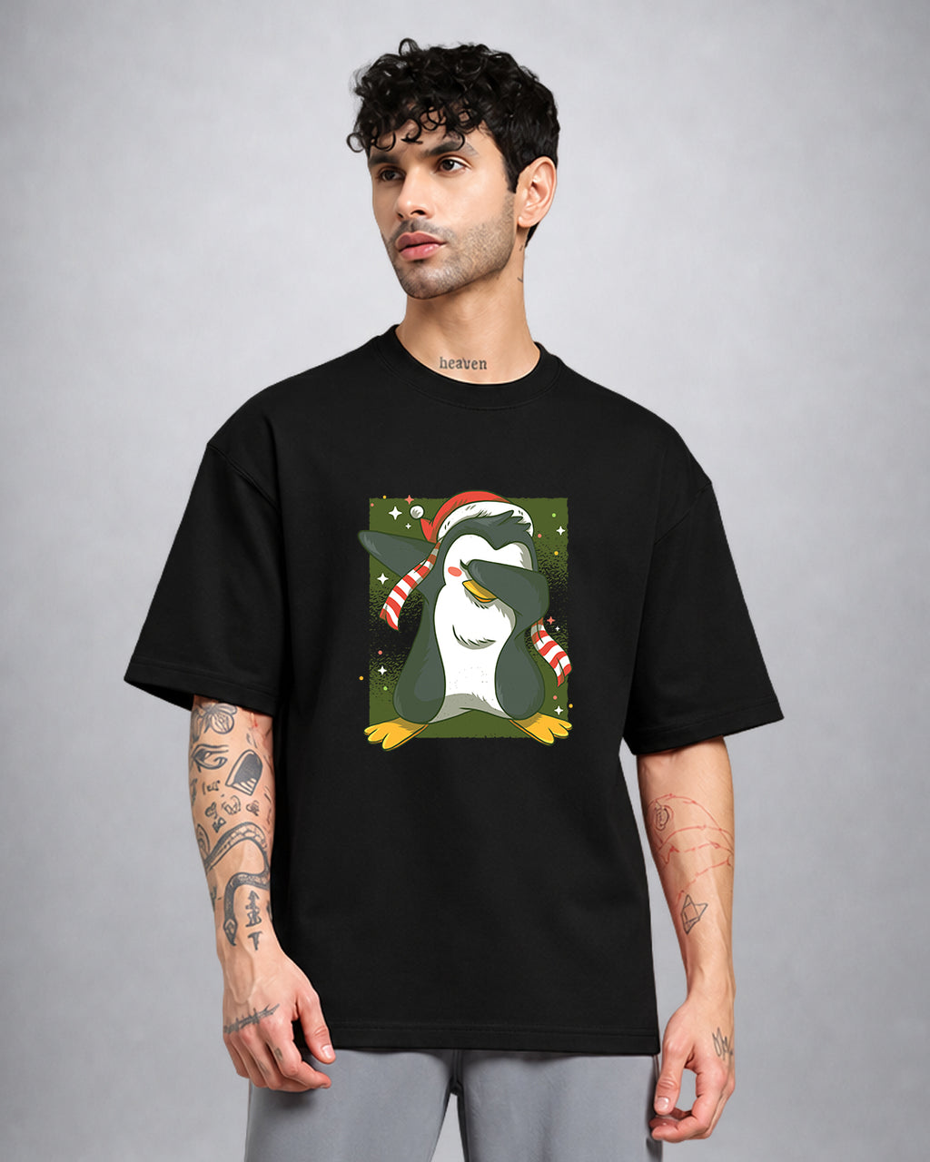 Dab Penguin Trippy T-Shirt oversized fit psychedelic streetwear by Opium Valley