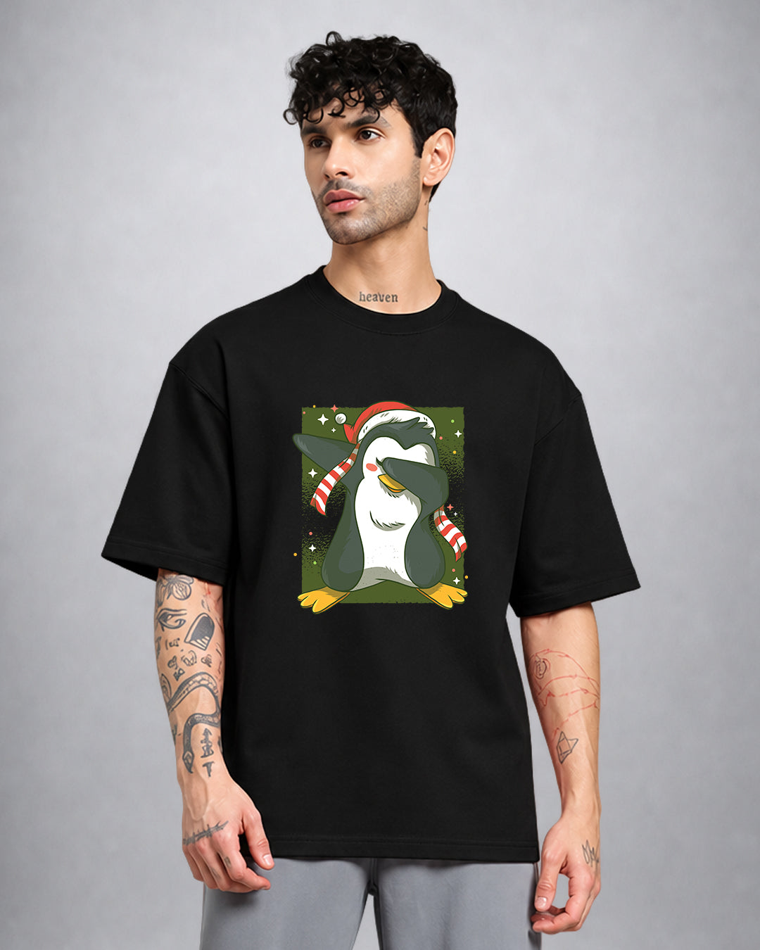 Dab Penguin Trippy T-Shirt oversized fit psychedelic streetwear by Opium Valley