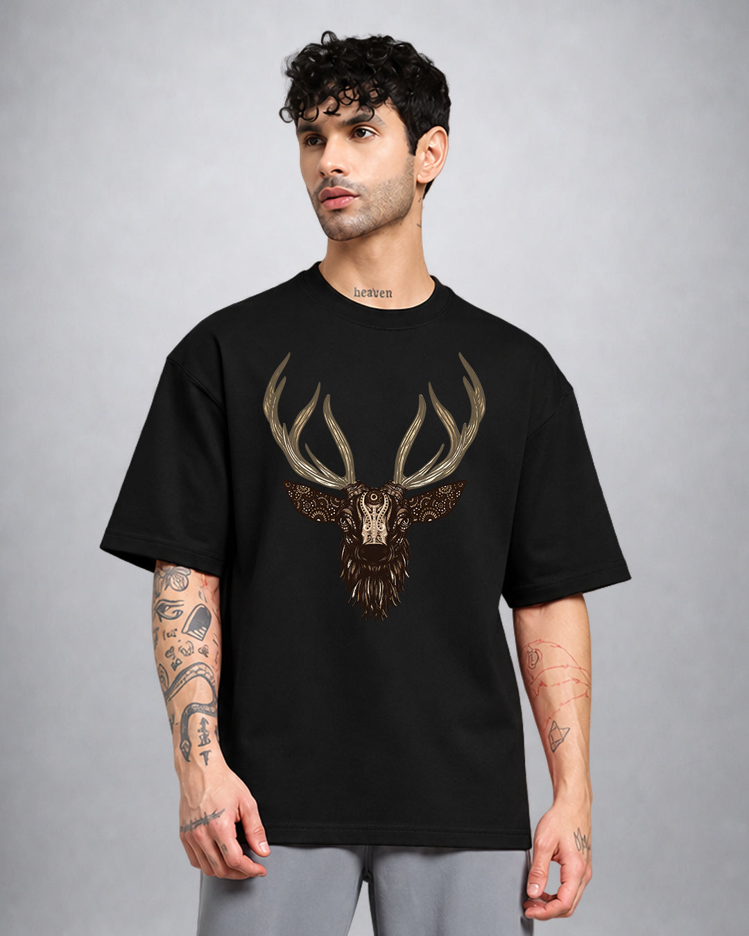 Deer psychedelic T-shirt oversized fit with mystical trippy artwork by Opium Valley