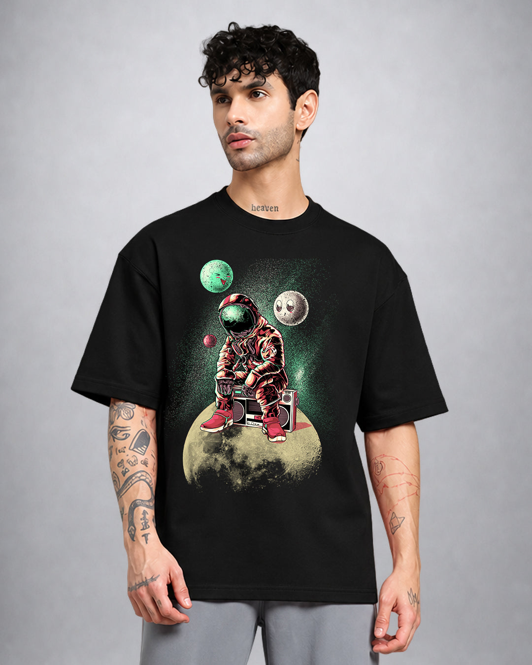 DJ Astronaut psychedelic T-shirt oversized fit with cosmic trippy artwork by Opium Valley
