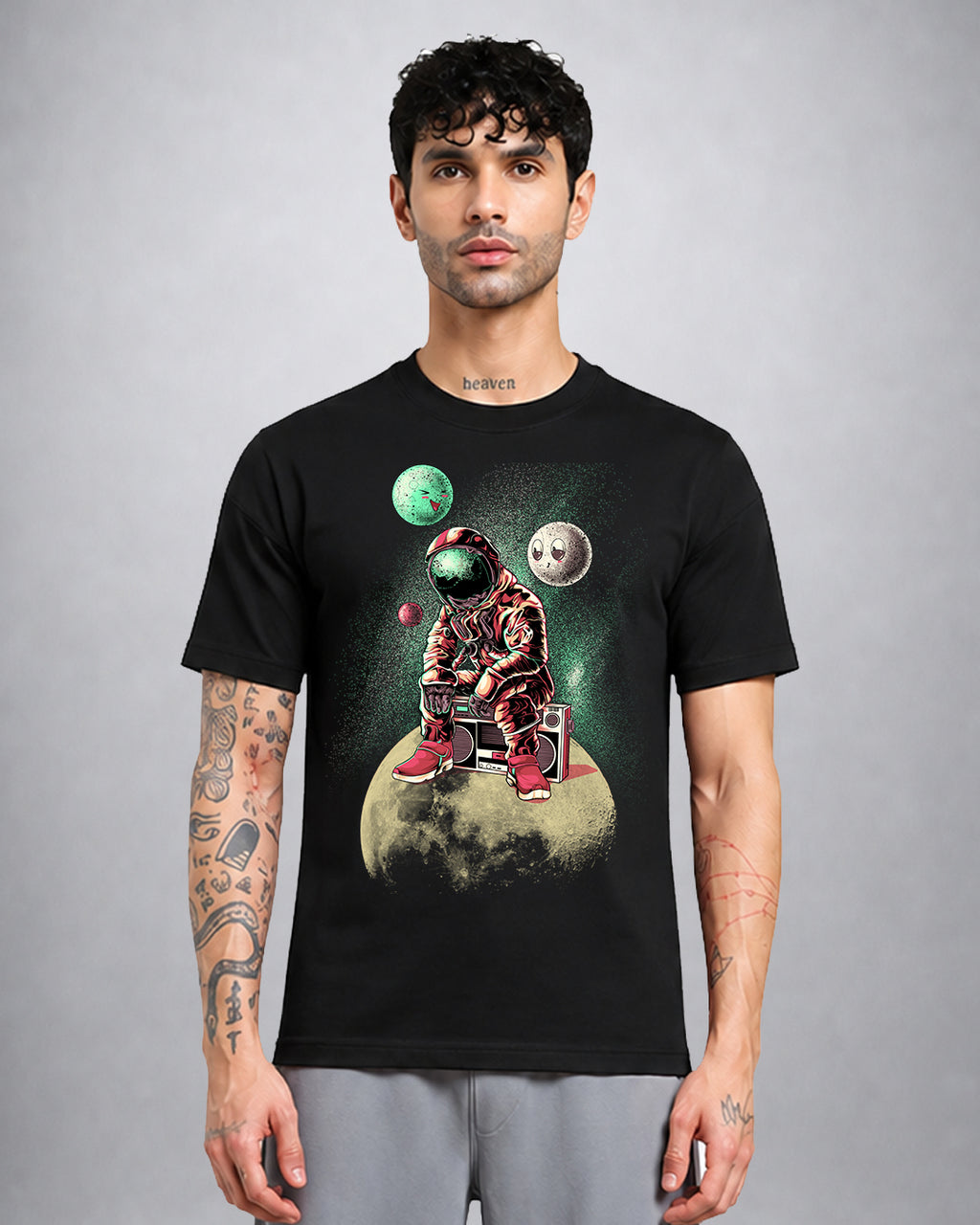 DJ Astronaut psychedelic T-shirt regular fit with cosmic trippy artwork by Opium Valley