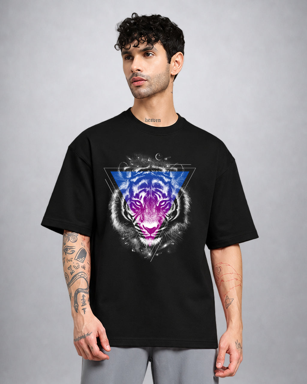 Galactic Lion psychedelic T-shirt oversized fit with cosmic trippy lion streetwear graphic