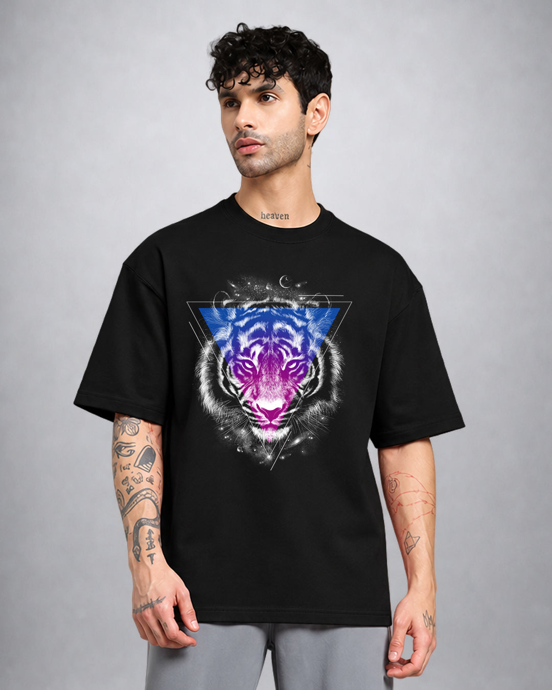 Galactic Lion psychedelic T-shirt oversized fit with cosmic trippy lion streetwear graphic