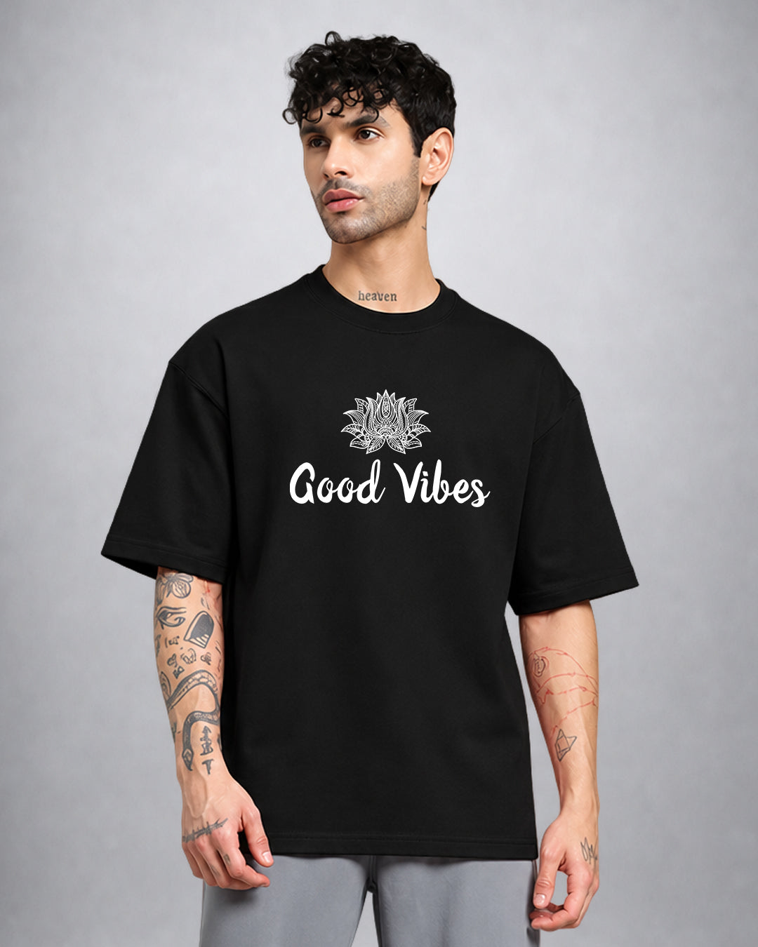 Good Vibes psychedelic trippy T-shirt oversized fit with third-eye inspired artwork by Opium Valley